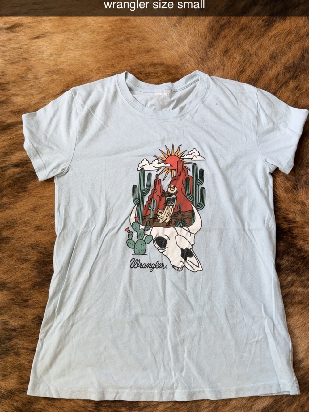 Wrangler Light Blue Southwest Skull Graphic Tee